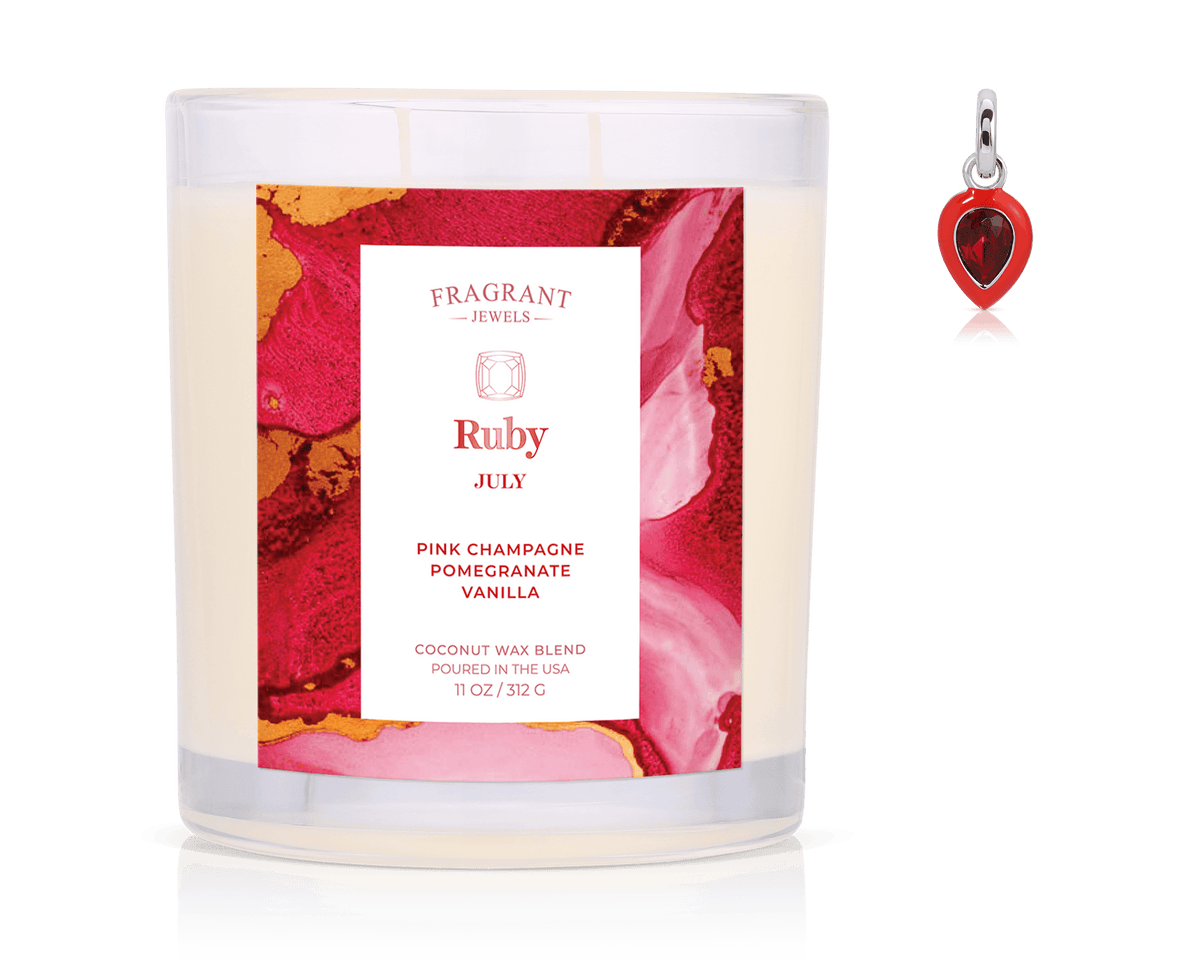 July Ruby Birthstone Charm - Jewel Candle