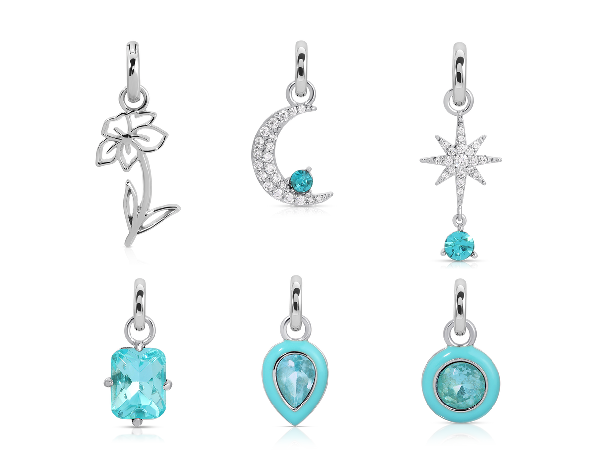 March Aquamarine Birthstone Charm - Jewel Candle