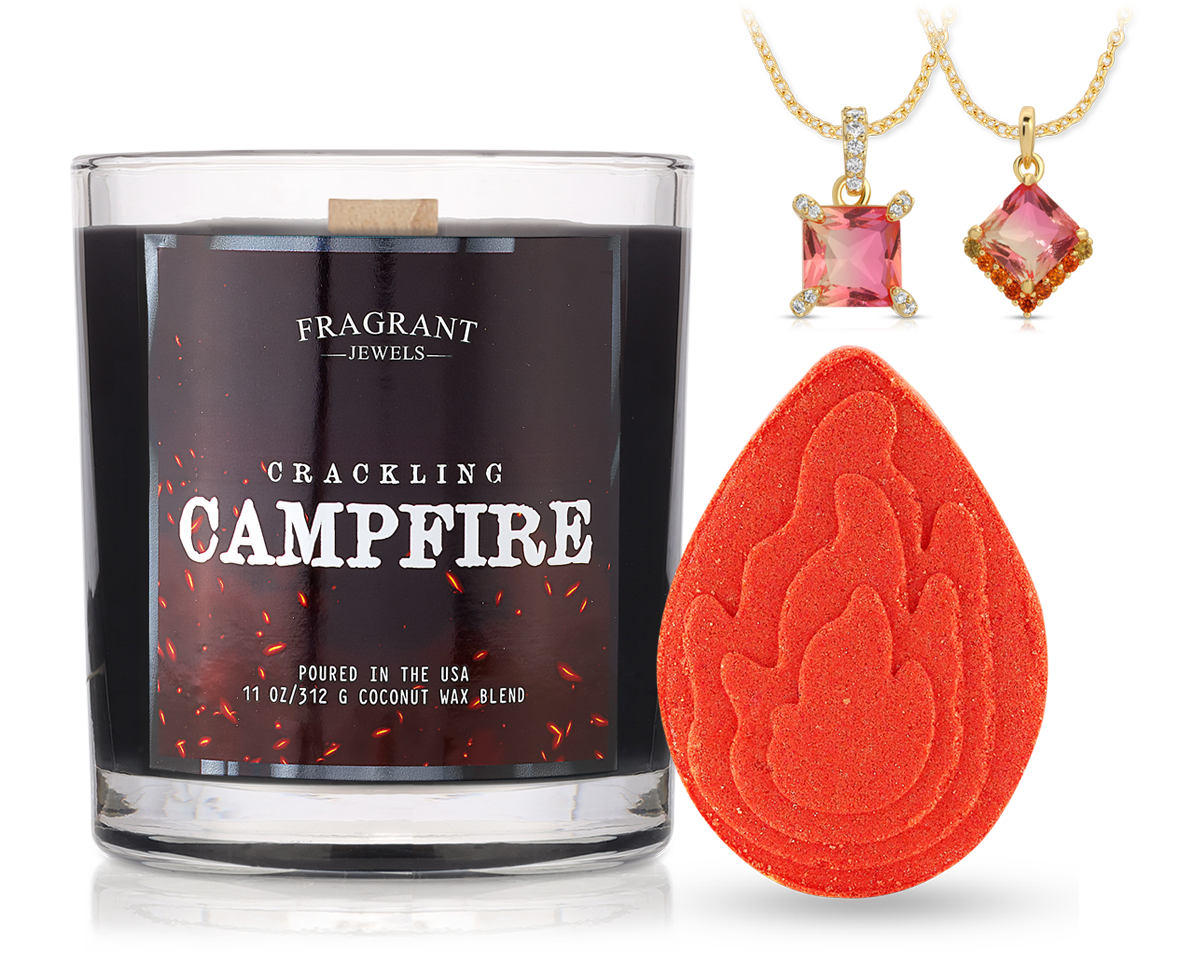 Crackling Campfire - Candle & Bath Bomb Bundle (Necklace)