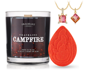 Crackling Campfire - Candle & Bath Bomb Bundle (Necklace)