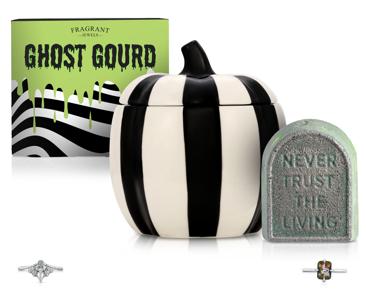 Ghost Gourd - Ceramic Candle and Bath Bomb Set