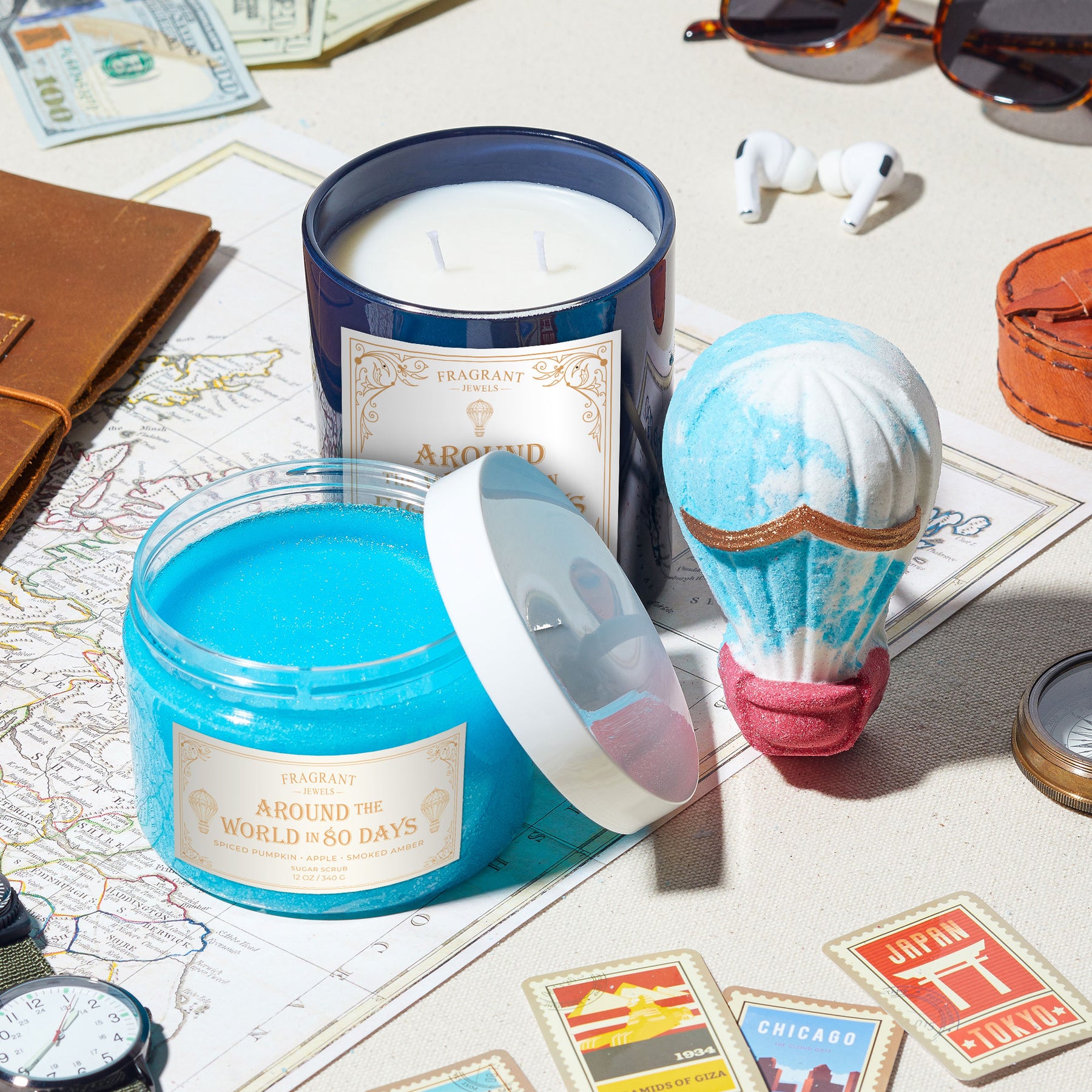 Around the World in 80 Days - Candle and Body Scrub Set