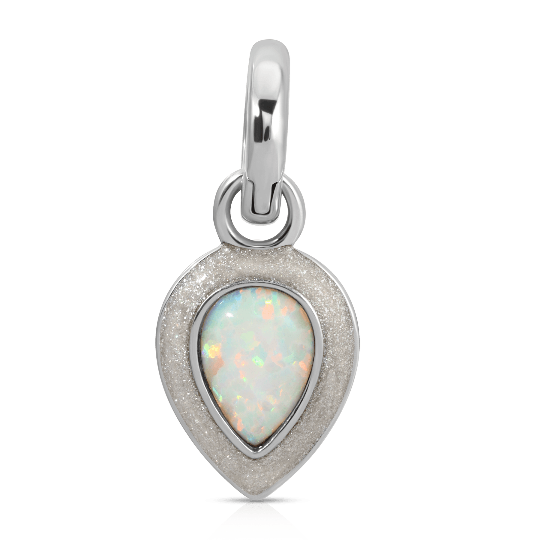 October Opal Birthstone Charm - Pear