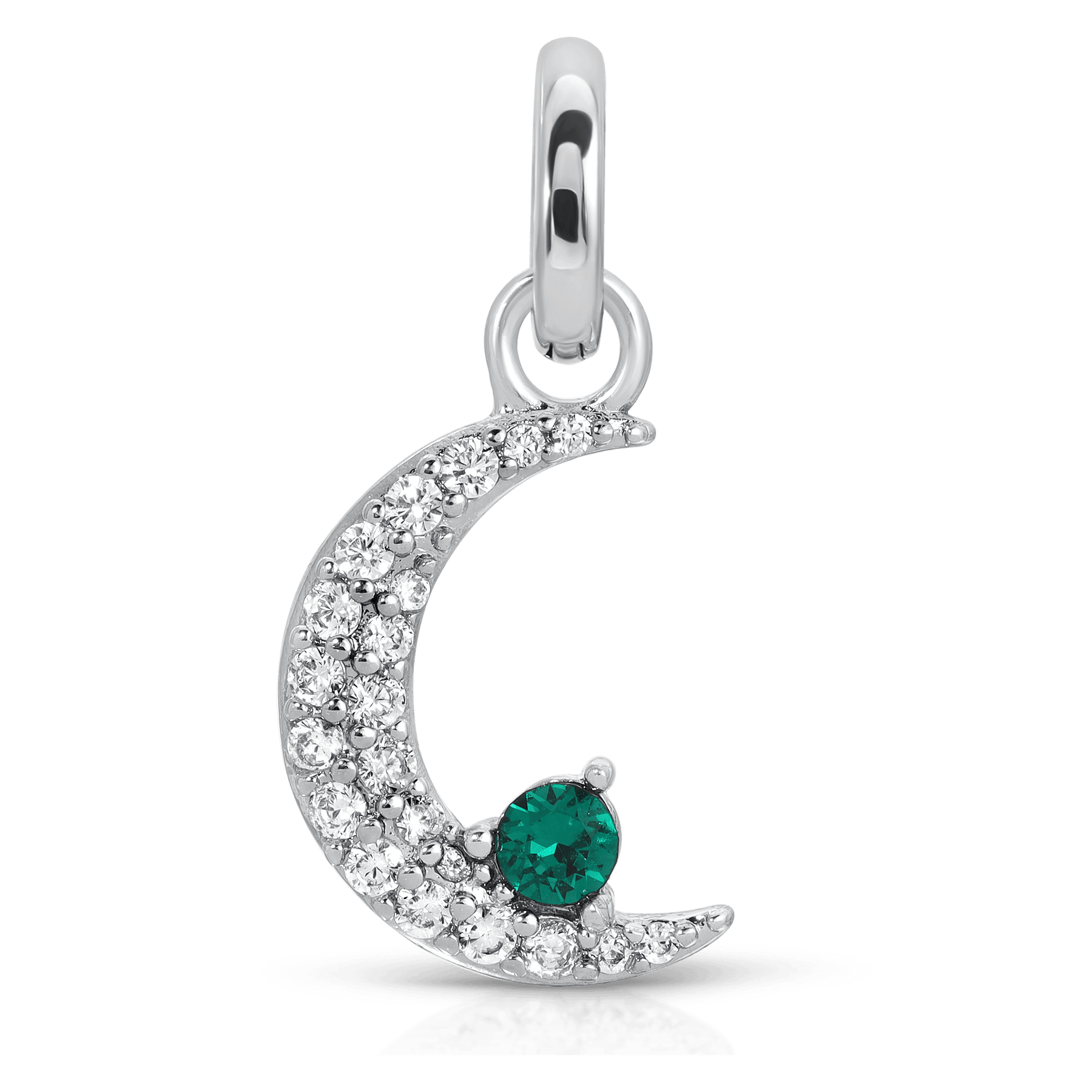 May Emerald Birthstone Charm - Moon