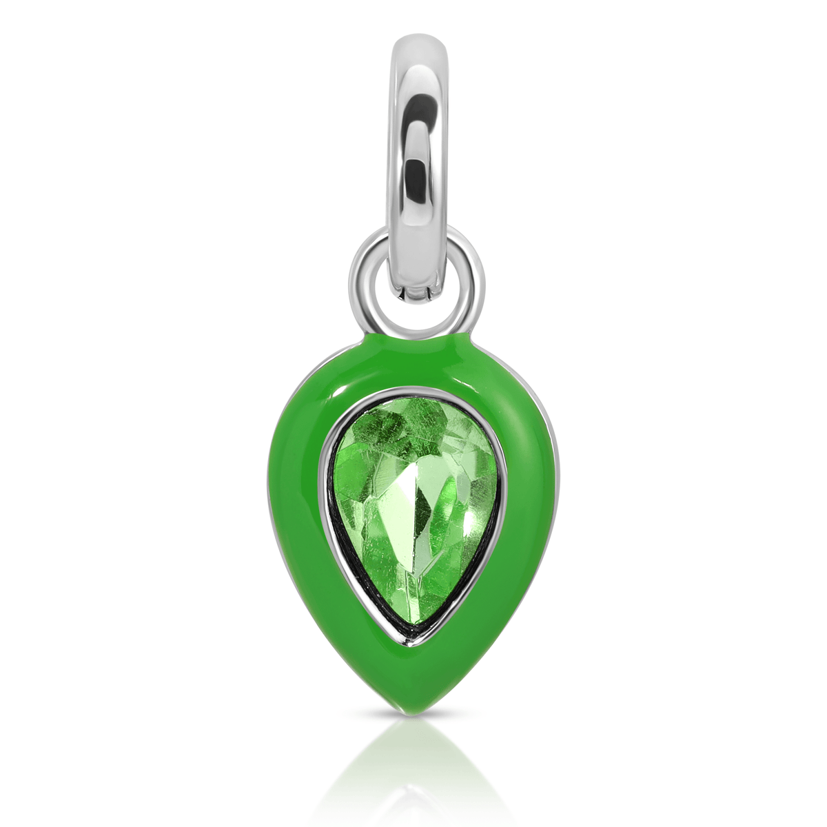 August Peridot Birthstone Charm - Pear