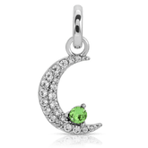 August Peridot Birthstone Charm - Moon