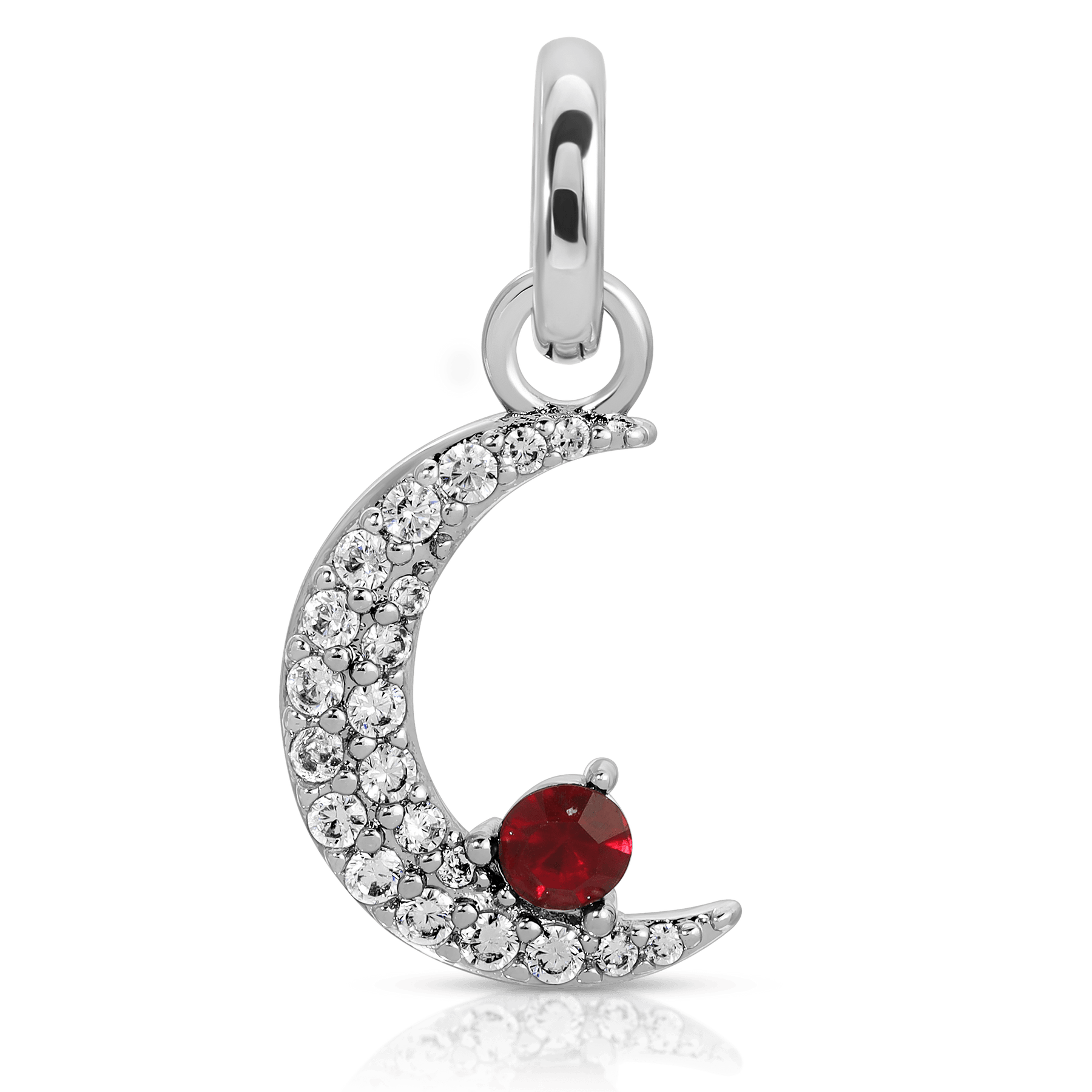 July Ruby Birthstone Charm - Moon