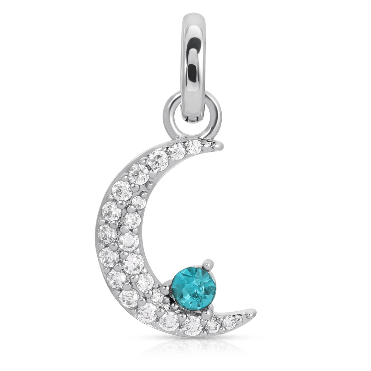 March Aquamarine Birthstone Charm - Moon