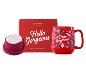 Cafe FJ: Peppermint Twist - Hello Gorgeous - Candle and Bath Bomb Set (Without Jewelry)